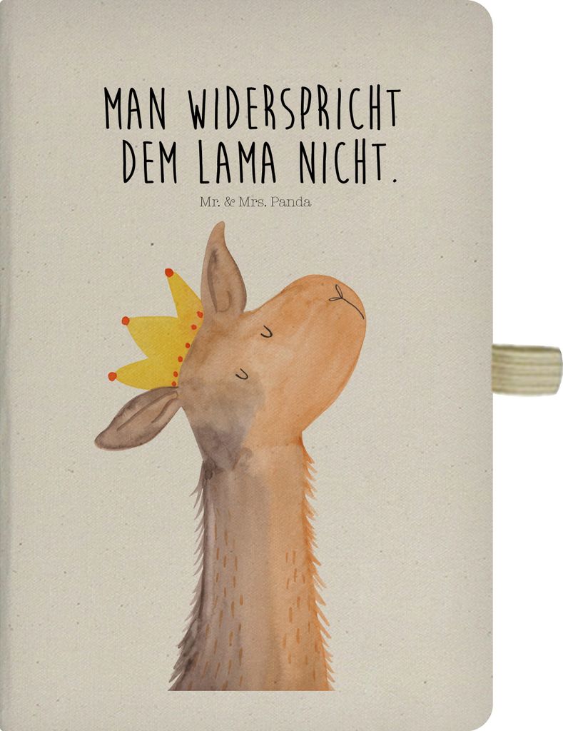 Mr. & Mrs. Panda Tagebuch Lamakopf König - Transparent - Geschenk, Notizheft A5, Freundin, Journal, Papa, Vorgesetzter, Skizzenbuch, Reisetagebuch...