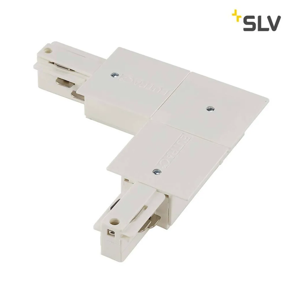 Connecteur pour éclairage sur rail encastré triphasé en angle blanc - 2