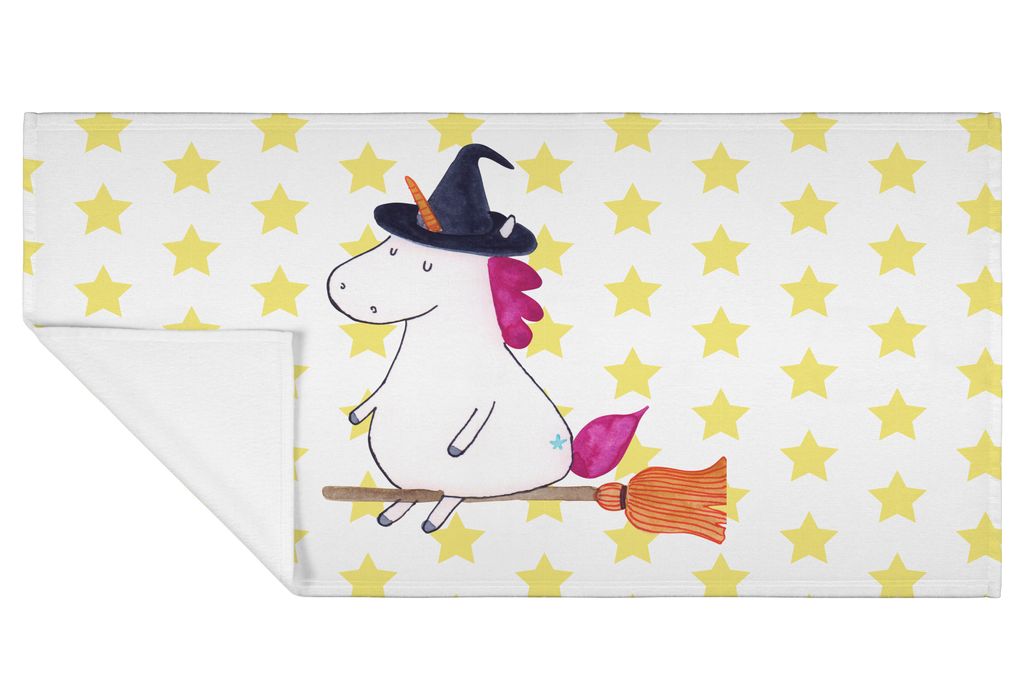 Mr. & Mrs. Panda Handtuch Einhorn Hexe - Weiß - Geschenk, 50x100, gesichtstuch, Frau, Engel, Unicorn, Flauschtuch, frottierhandtuch, Einhörner, b...