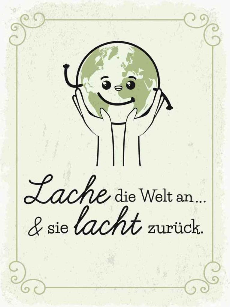 vianmo Holzschild 40x30 cm Lache die Welt an sie lacht zurück Spruch Zitat