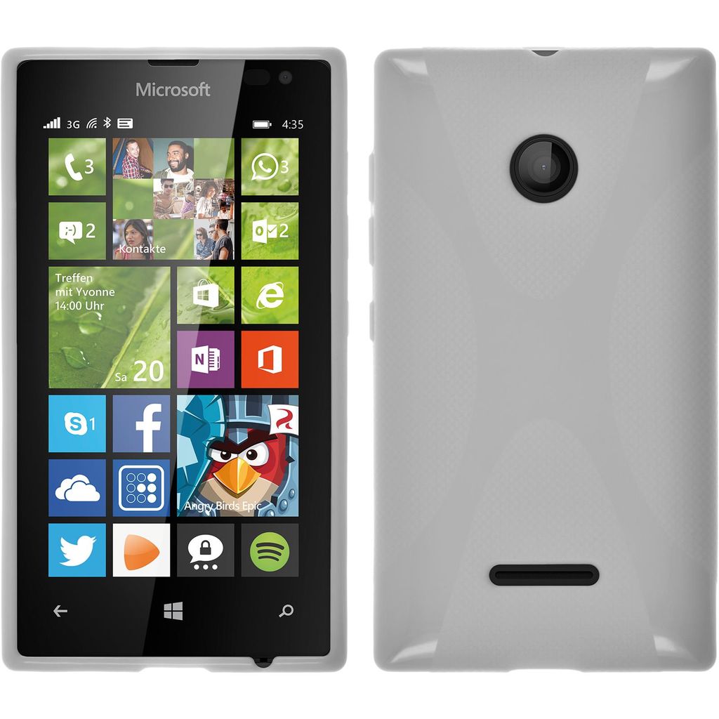 PhoneNatic Case kompatibel mit Microsoft Lumia 435 - weiß Silikon Hülle X-Style + 2 Schutzfolien