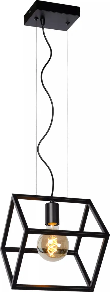 Petit luminaire suspendu noir FABIAN gain de place pour plafond bas