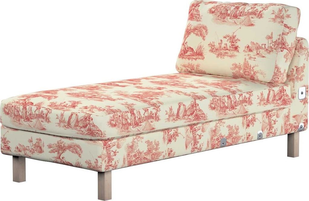 Dekoria Bezug für Karlstad Recamiere Zustellsofa, kurz, creme- rot, Bezug für Karlstad Recamiere Zustellsofa
