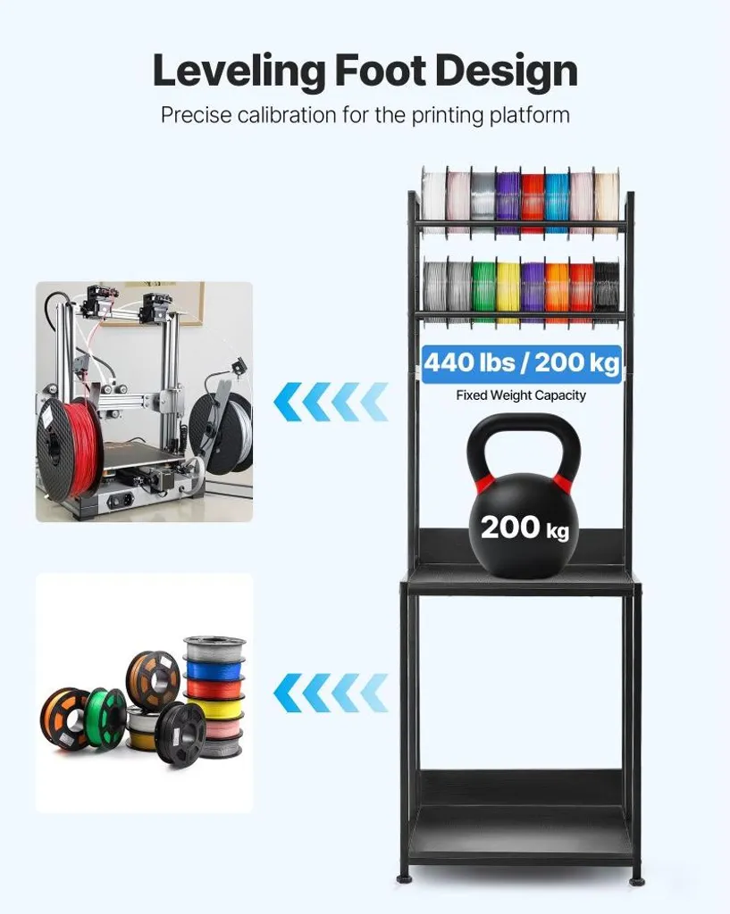 Support de filament 3D robuste à 4 étages pour bobines de 1kg et 2kg - 4