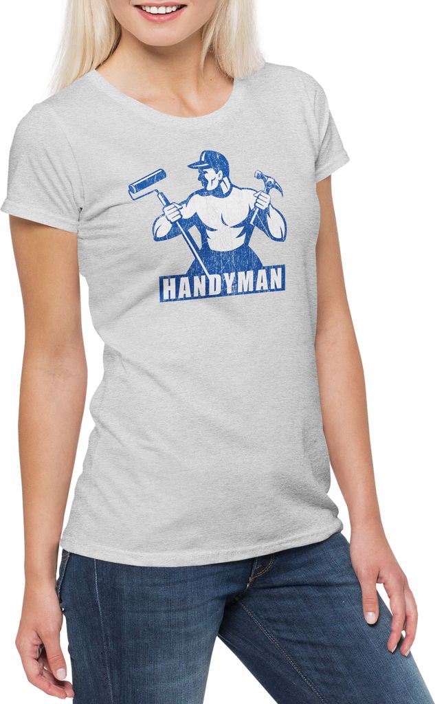 Urban Backwoods Handyman III, Damen T-Shirt, Farbe: Hellgrau, Größe: L
