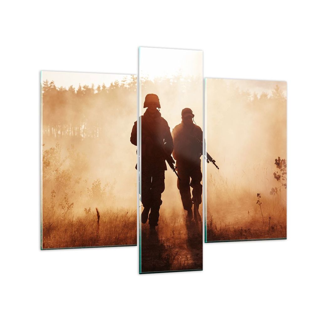 Bilder auf glas - Soldat Gewehr - 95x80cm - Glasbilder - Wandbilder - Bilder - Kunstdruck - zum Aufhängen bereit - Wanddekoration aus Glas - Glas ...