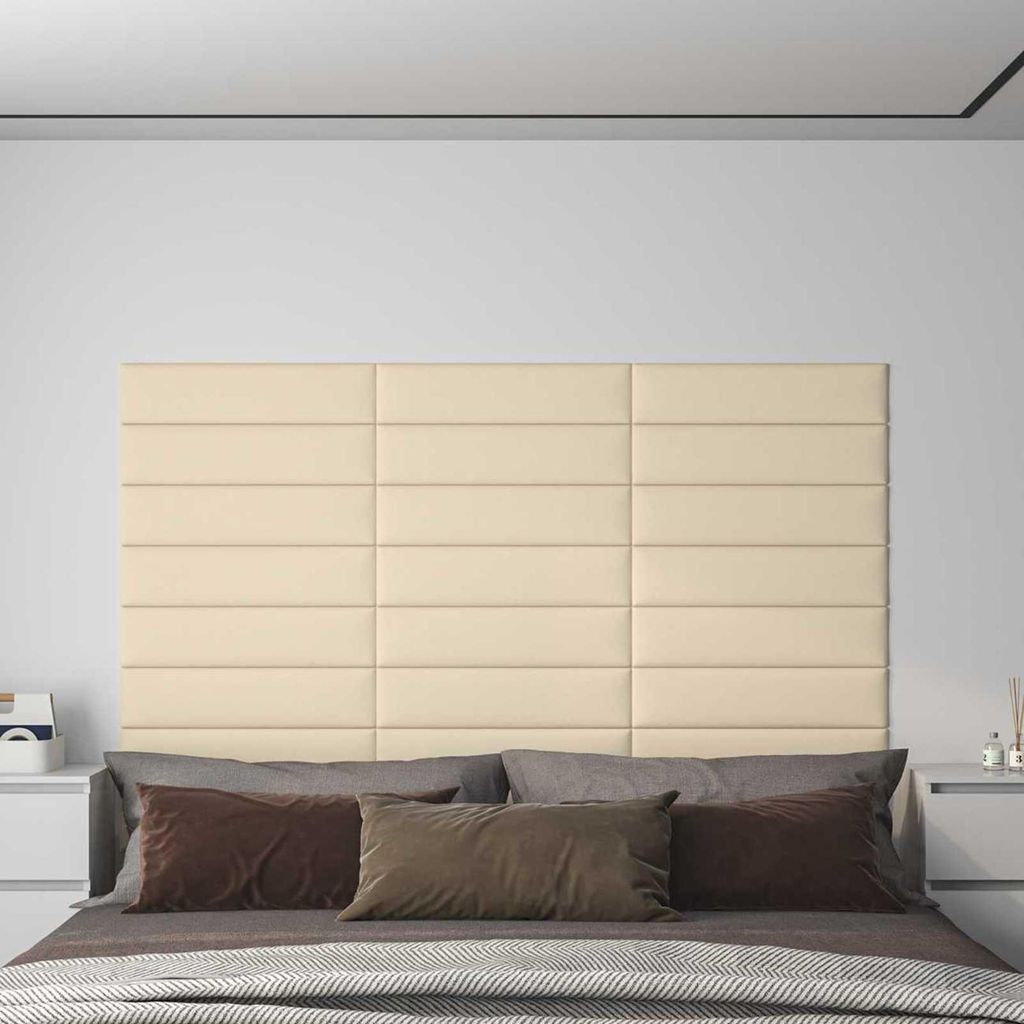 Wandkopfteilen 12 pcs Creme 60 x 15 cm Stoff