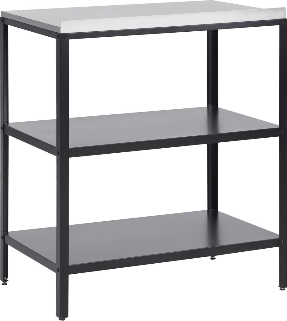 BELIANI Outdoor-Kücheninsel Schwarz Stahl 80 x 50 x 90 cm mit Edelstahlplatte Modern für Garten Draußen Außenbereich Ausstattung Outdoor-Küche...