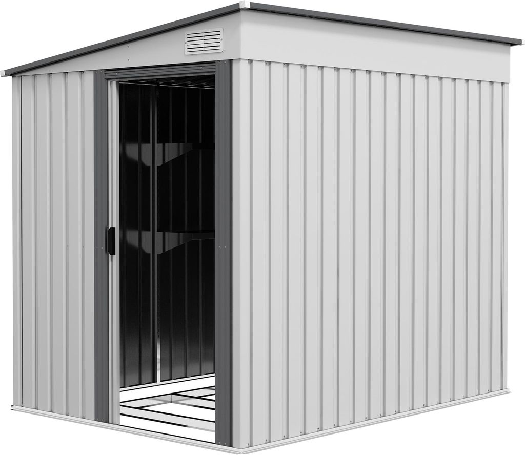 Metall Gerätehaus 2,81m² 154x206,5x181 cm Geräteschuppen mit Pultdach Fundament