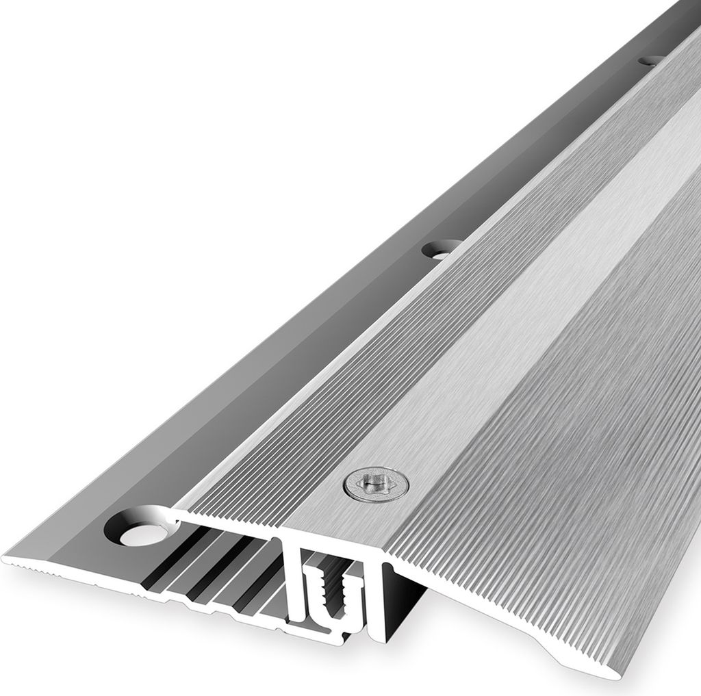PROVISTON | Übergangsprofil | Laminatprofil | Breite: 44 mm | Höhenausgleich: 6.5 - 16 mm | Länge: 1000 mm | Aluminiumprofil | Silber | 1 Stück