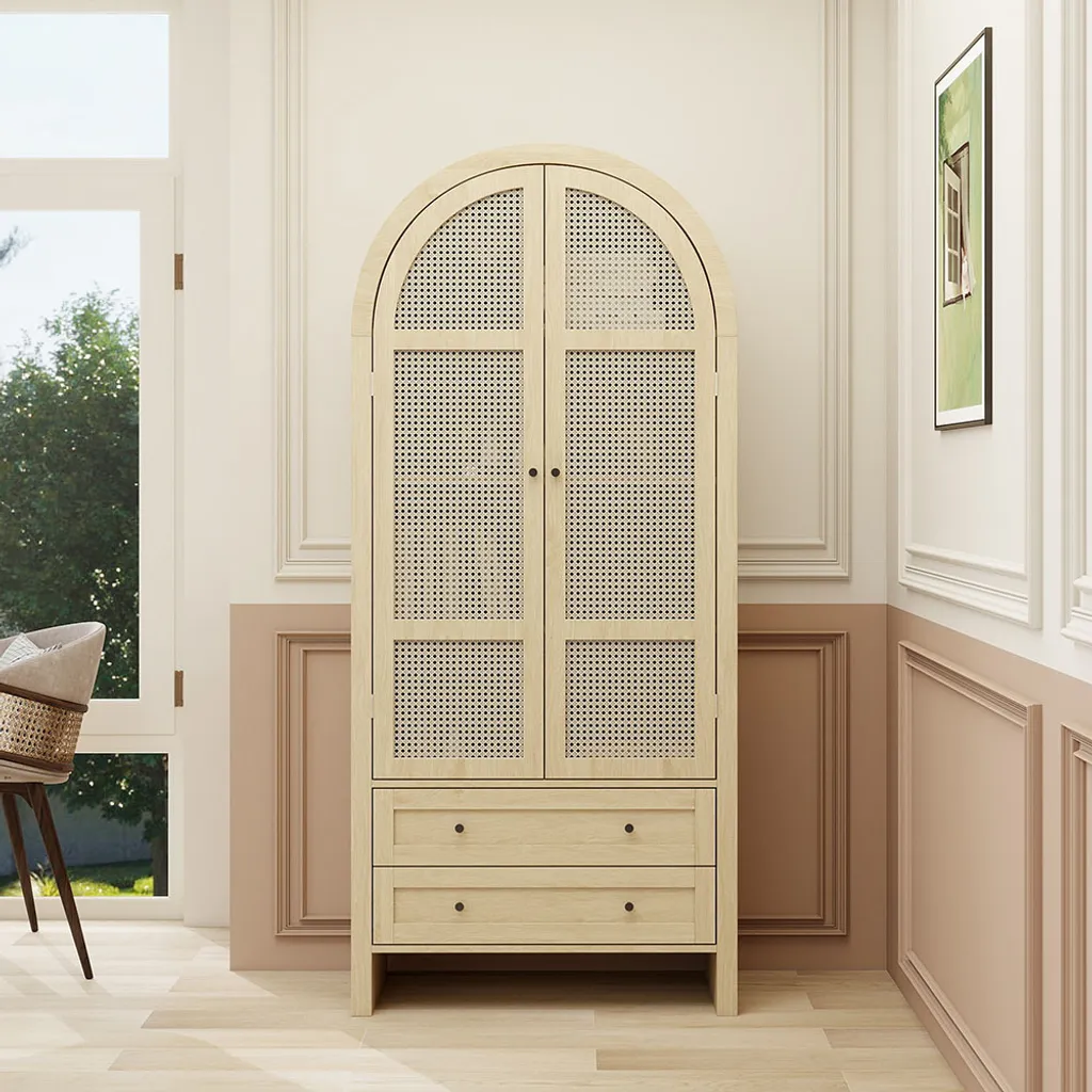 Armoire Gain de Place 79cm : Rangez Tout derrière ses Portes en Rotin