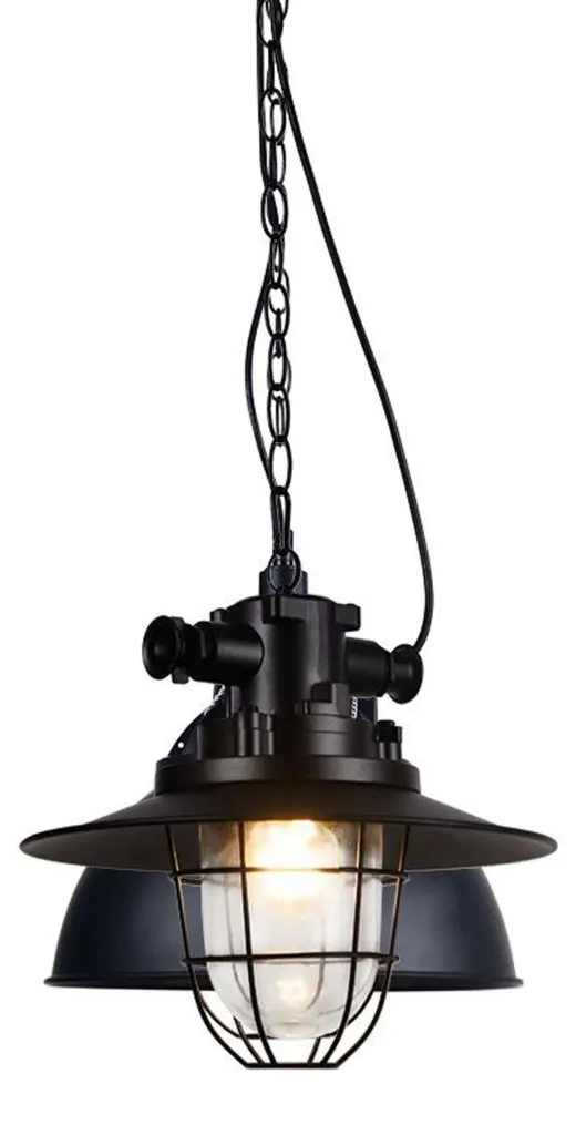 Suspension vintage ACA OD8032 en métal noir pour éclairage rétro chic