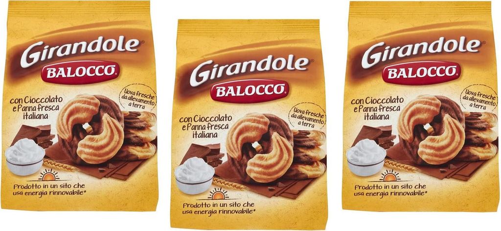 3x Balocco Girandole kekse mit Schokolade und Sahne 350g biscuits cookies