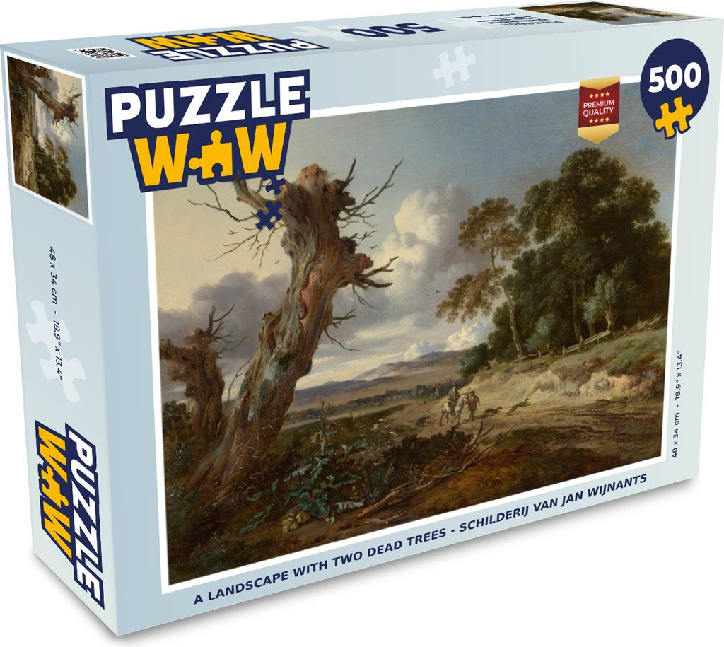 MuchoWow Puzzle 500 Teile Eine Landschaft mit zwei toten Bäumen - Gemälde von Jan Wijnants - 500 Teile - Kinder - Selberbauen - Puzzlespiele