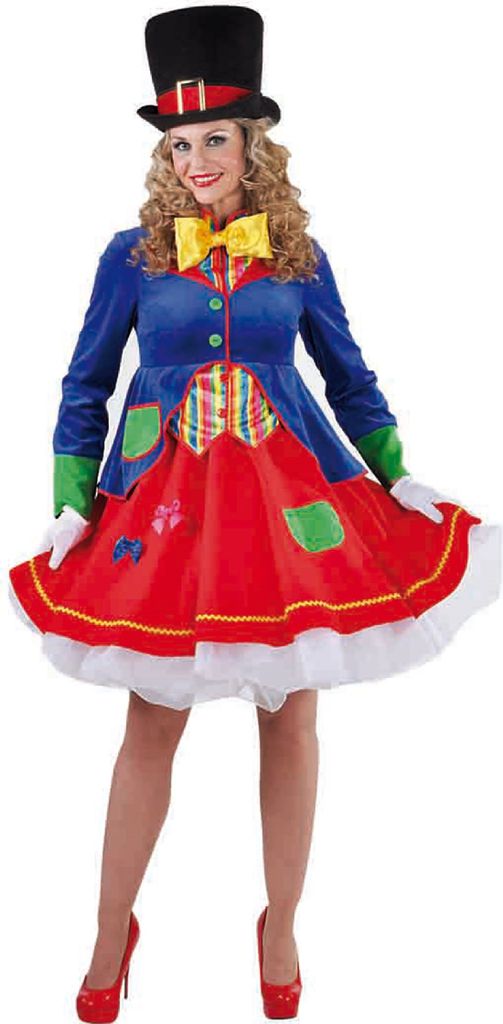 M215184-XS Damen Clownkleid Kasperkleid Zirkuskleid Gr.XS