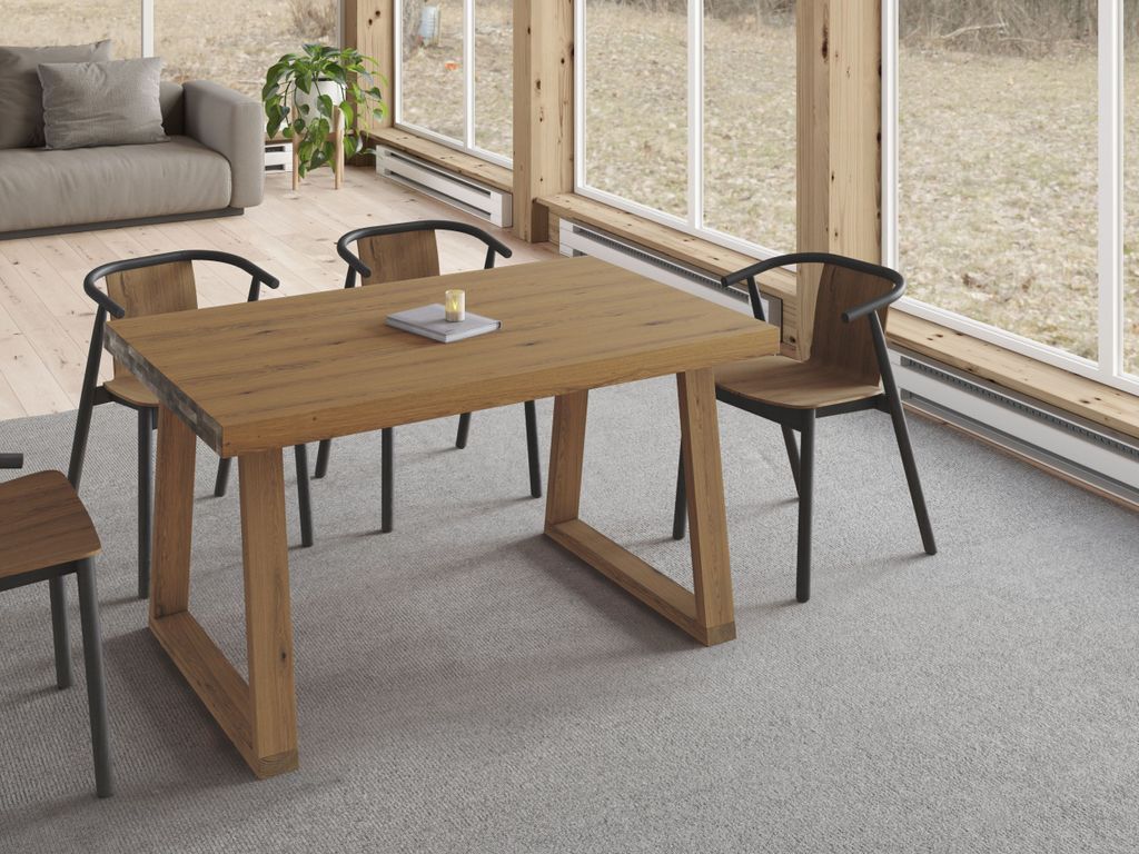 Antonio KELN Esstisch Massivholz Wild-Eiche, Braun, 160x90x75cm, Wohnzimmertisch Holzqualität-Rustikal, Handgefertigt, Landhaus/Skandi Design