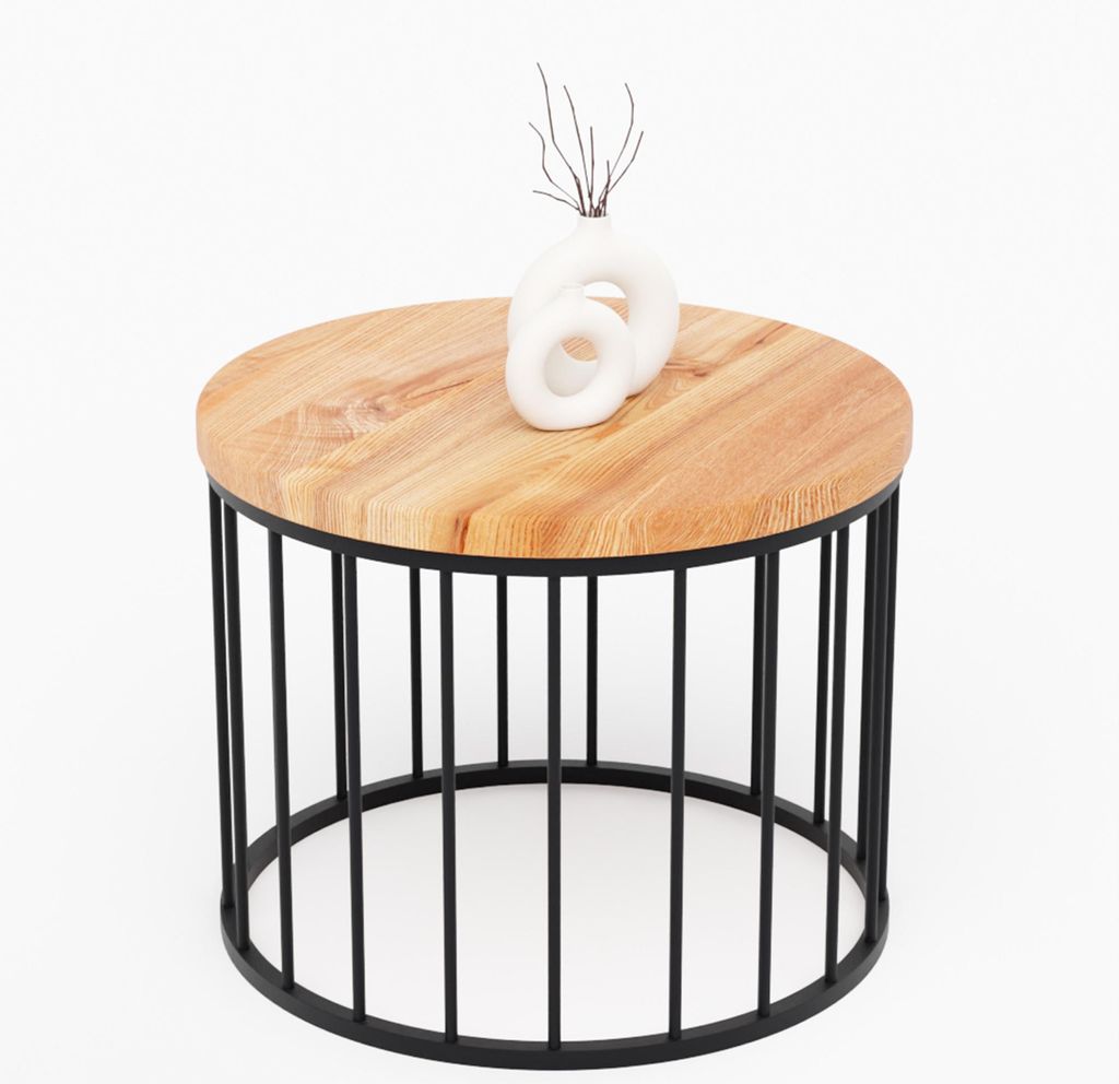 LAMO Manufaktur Couchtisch rund aus Holz 50 x 40 cm - Beistelltisch rund, Wohnzimmertisch, Sofatisch - kleiner Tisch, modern coffee table, Beistell...