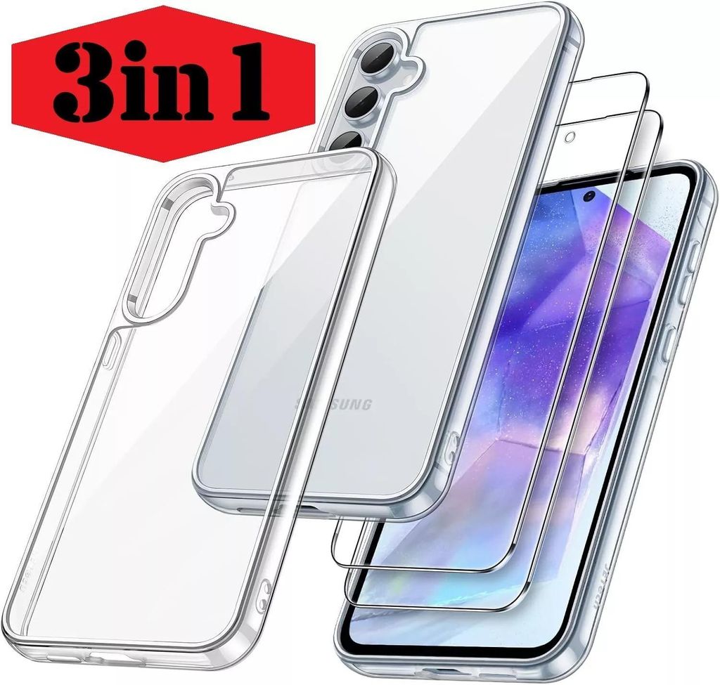 Hülle + 2X Schutzglas für Samsung Galaxy S25 FE 9H Produktbild 