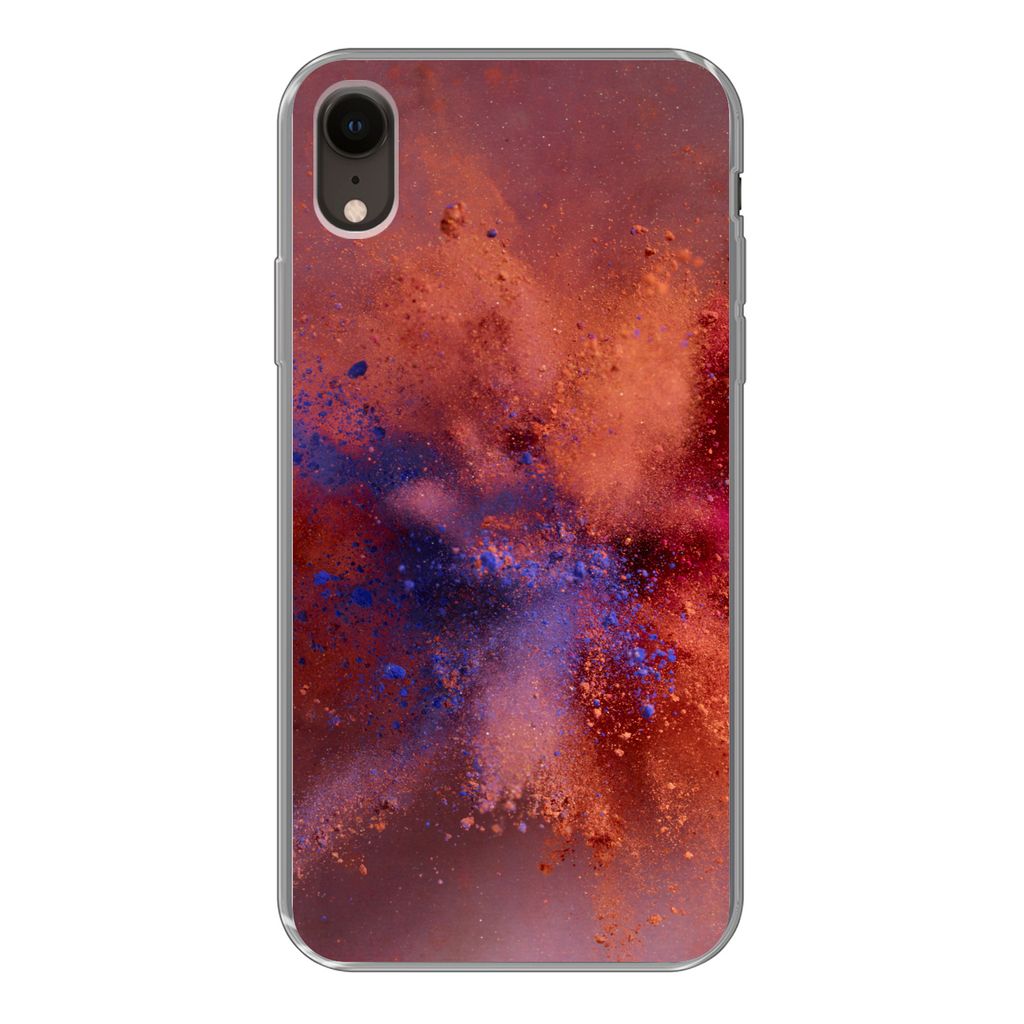 MuchoWow Handyhülle Schutzhülle Hülle für iPhone XR Puder - Rot - Orange - Abstrakt Silikon Softcase Handy Hülle - Schutzdeckel