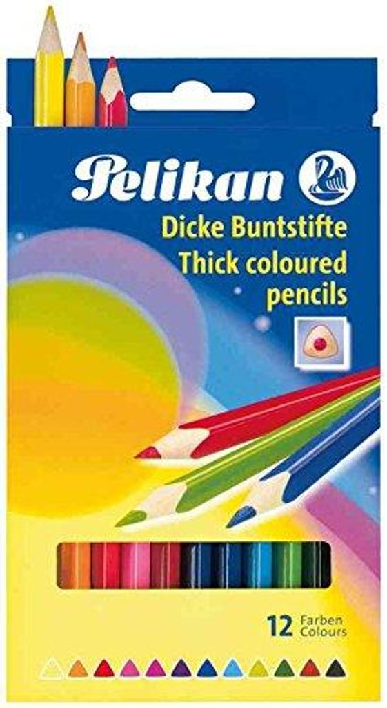 Pelikan Buntstifte dreieckige dicke Holzstifte Packung mit Produktbild 