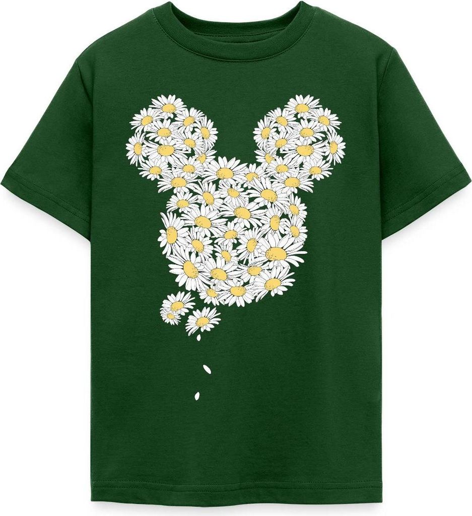 Mickey & Minnie Mickey Mouse Gänseblümchen Teenager T-Shirt, 152/164 (12-14 Jahre), Forstgrün