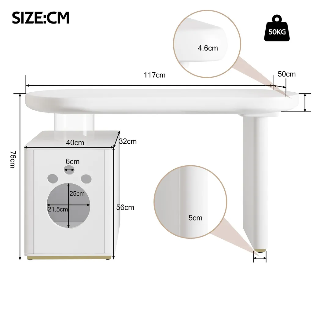 Bureau avec Grotte Chat : Solution Gain de Place et Confort Animal - 3