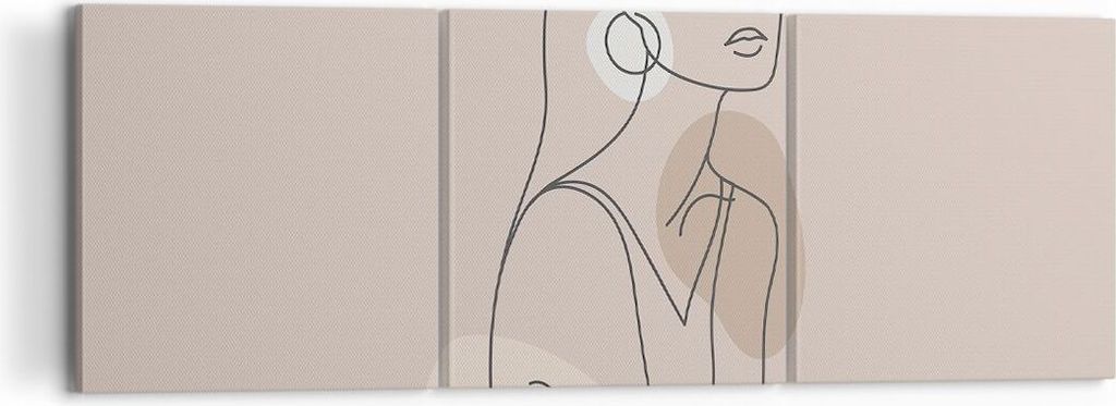 Bild auf Leinwand - Leinwandbild - 3 Teile - Stück Linie Frau - 120x40cm - Wand Bild - Wanddeko - Wandbilder - Leinwanddruck - Bilder - Wanddekora...