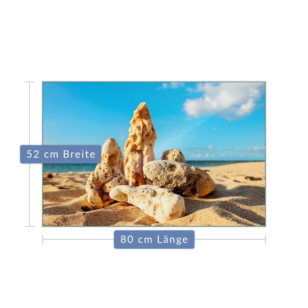 Piastra Copripiano Cottura In Vetro 80x52 Cm - Decorazione Spiaggia Marrone - Multiuso