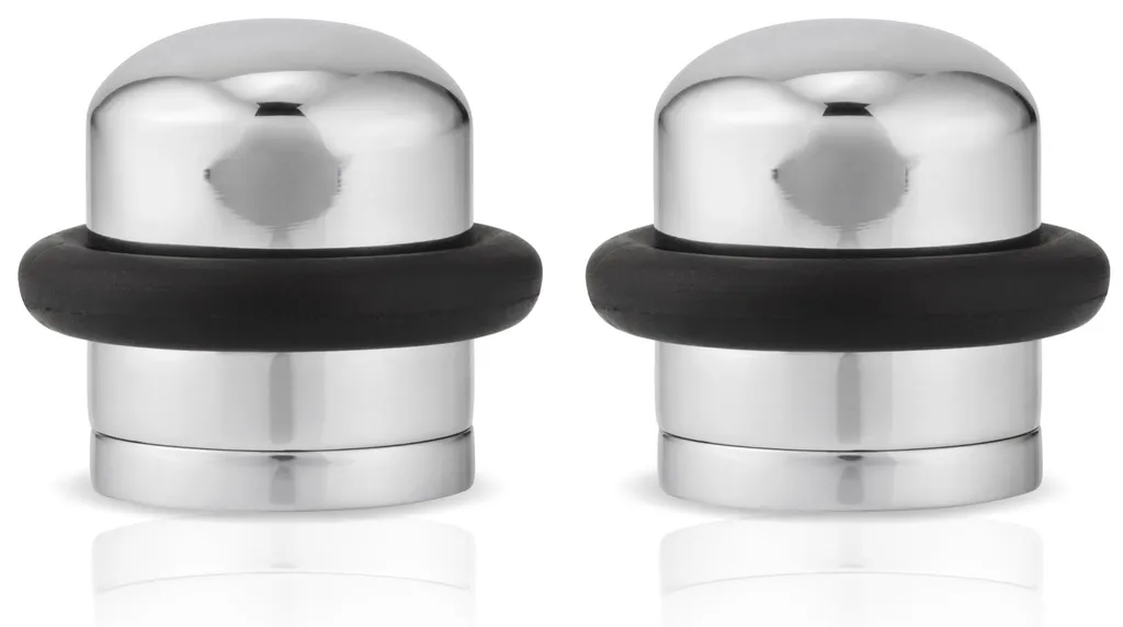 Lot de 2 butoirs de porte en chrome poli robustes avec anneaux gomme