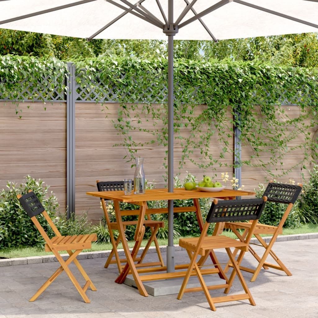 "im Angebot" Gartenstühle 4 Stk. - bis 150 kg - Klappbar Schwarz Poly Rattan & Massivholz - Stapelsessel CC9582