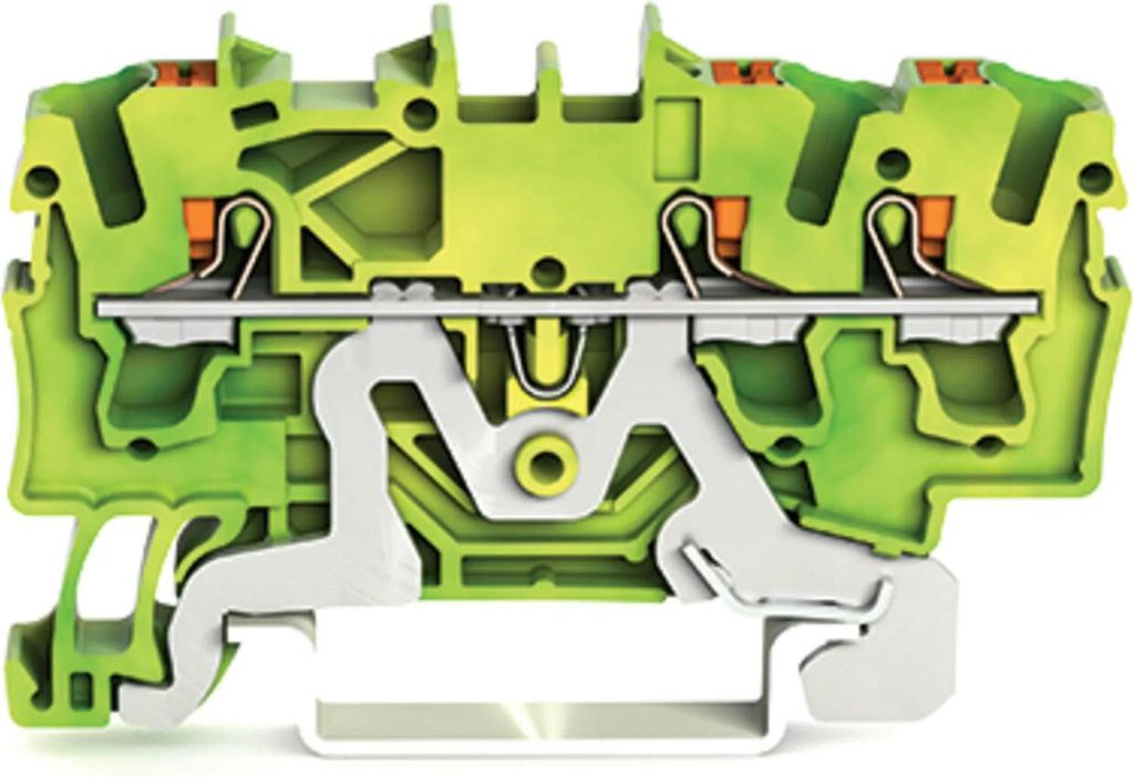 WAGO 2202-1307 3-Leiter-Schutzleiterk- lemme,mit Drücker,2,5 mm²