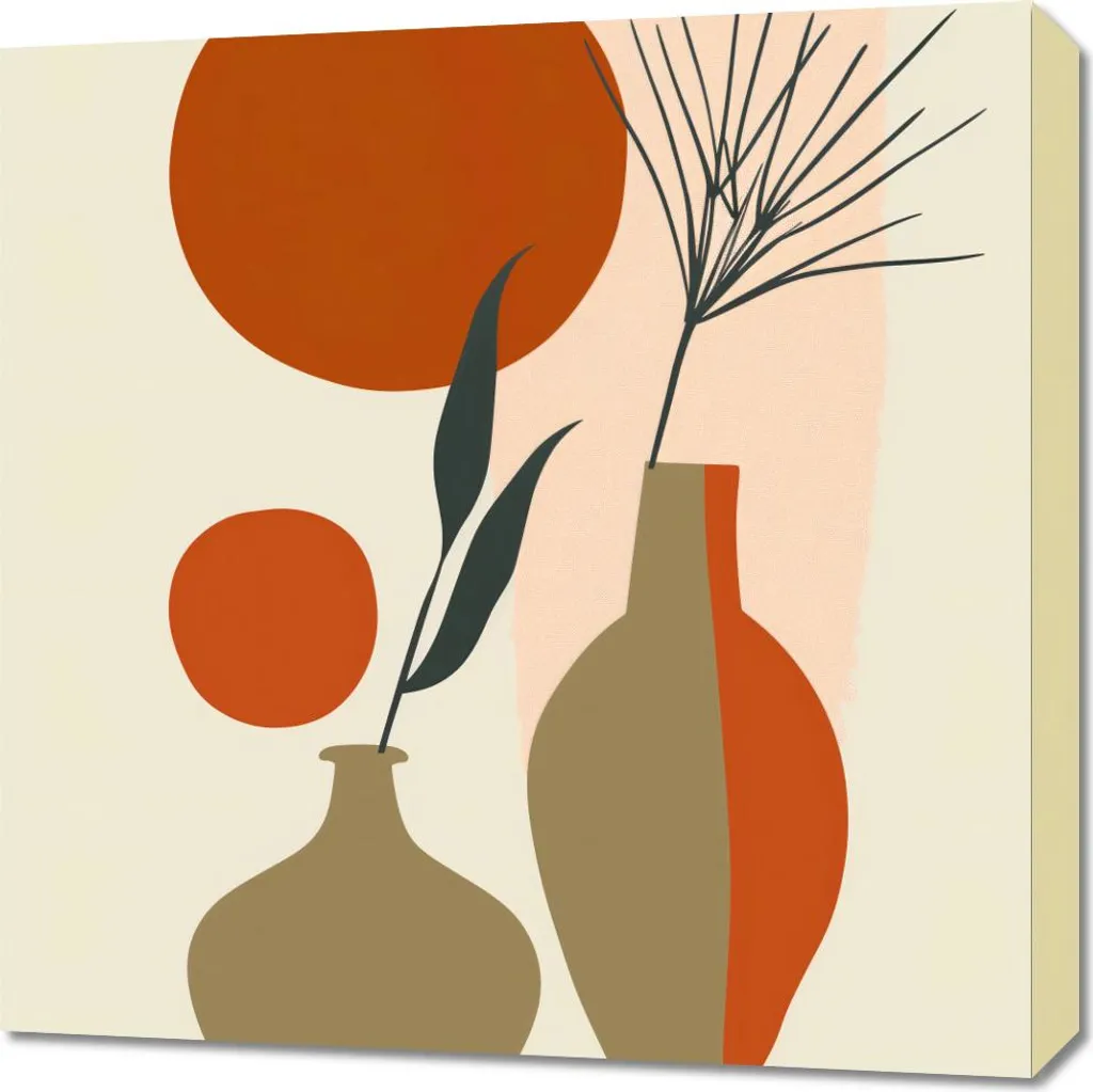 Quadro Moderno 60x60 Vasi Rossi - Decorazione Murale su Tela