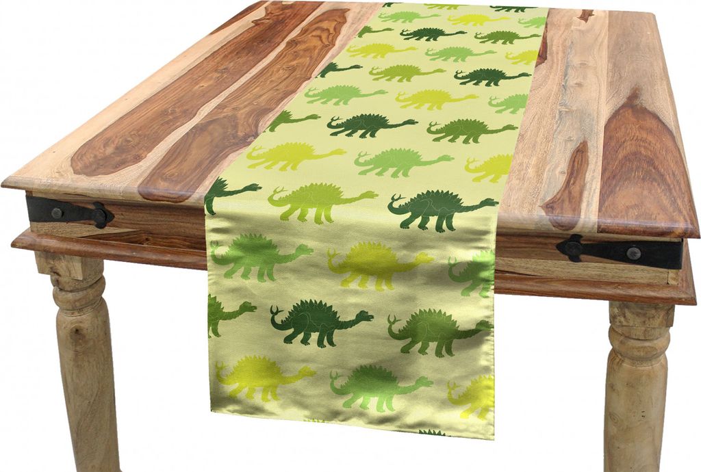 ABAKUHAUS Dinosaurier Tischläufer, Muster des Stegosaurus, Esszimmer Küche Rechteckiger Dekorativer Tischläufer, 40 x 225 cm, Mehrfarbig