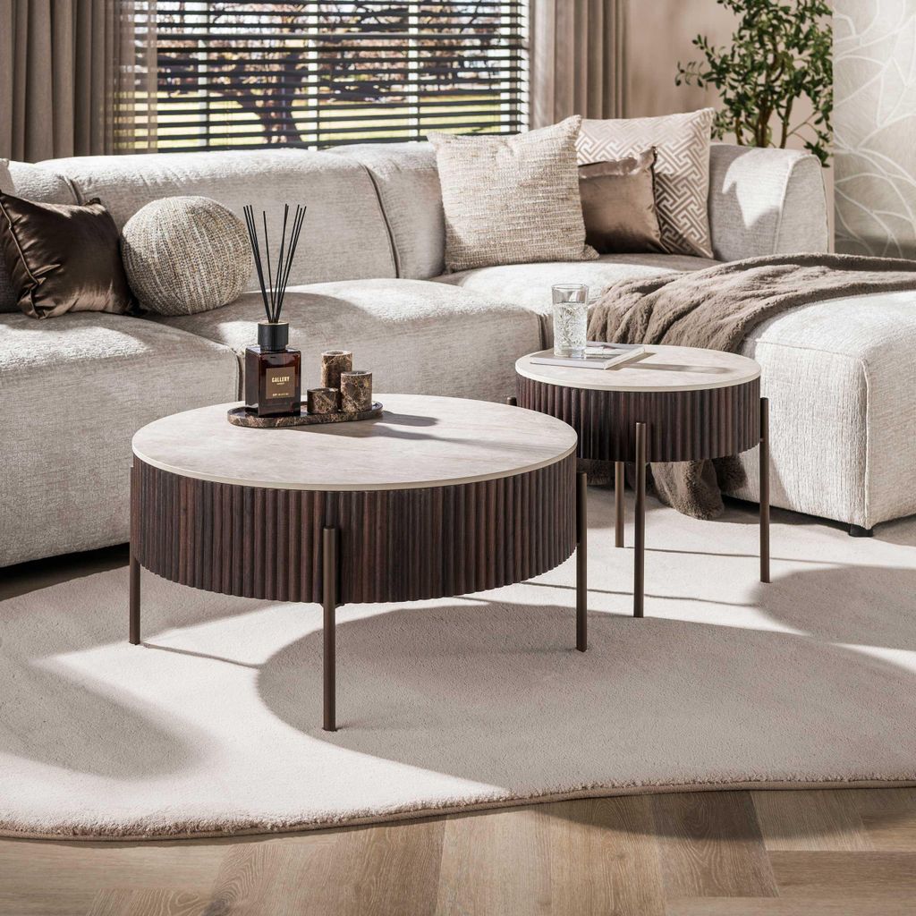 Couchtisch Ceramo Rund Set aus 2 / 3D Keramik Taj Mahal