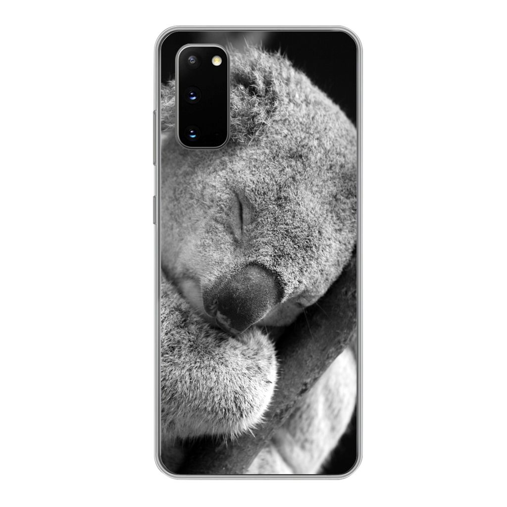 MuchoWow Handyhülle Schutzhülle Hülle für Samsung Galaxy S20 Schlafender Koala auf schwarzem Hintergrund Silikon Softcase Handy Hülle - Bild