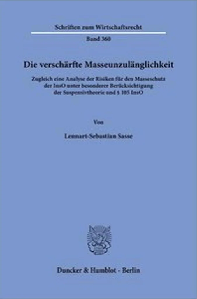 Livre de Droit Allemand sur la Masseunzulänglichkeit pour Spécialistes