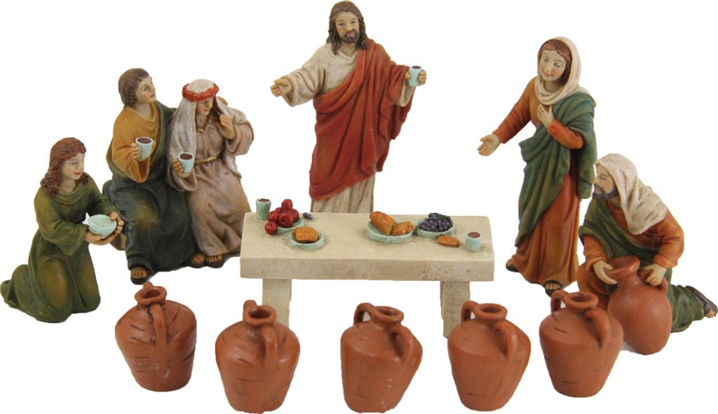 11x FADEDA Passionsfiguren: Hochzeit zu Kanaan / Höhe:9 cm / handbemalt / detailgetreue Krippen Figuren - Weihnachten Tisch Dekoration Krippe Zube...