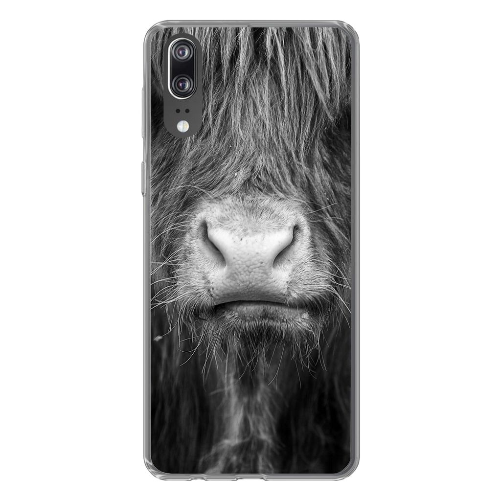 MuchoWow Handyhülle Schutzhülle Hülle für Huawei P20 Schottischer Highlander - Haare - Tiere Silikon Softcase Handy Hülle - Hardcover