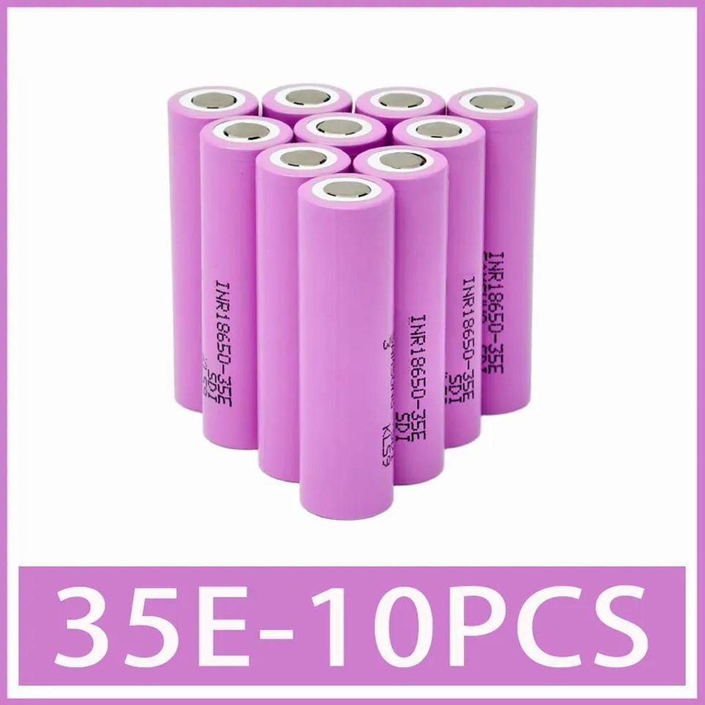 18650 35E Akku Batterie - Li-Ion wiederaufladbar 3,7V 3500mAh 20A - Hochstrom Zelle - Für Taschenlampe Spielzeug Elektrowerkzeug - 10er Pack