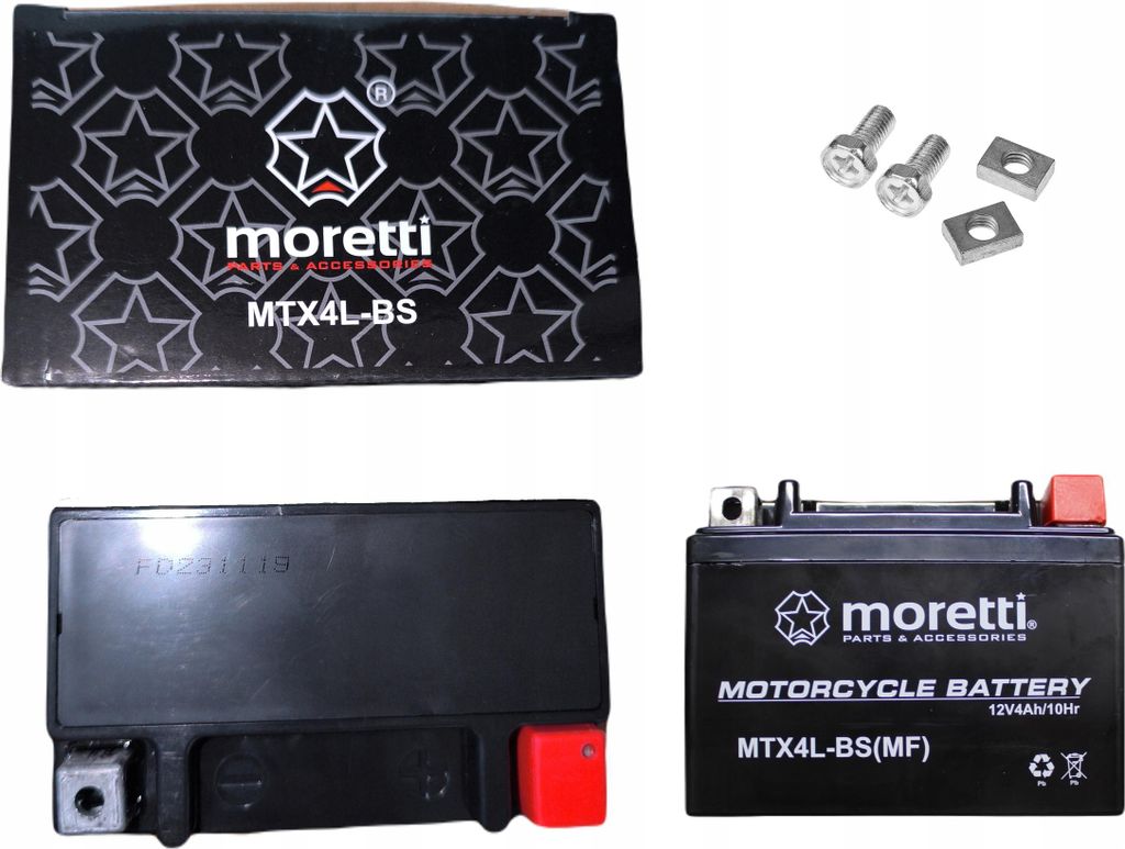 Gel-Akku Moretti 12V 4Ah 50A YTX4L für Scooter und ATVs