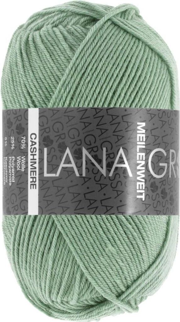 A ball of green yarn with a label.
