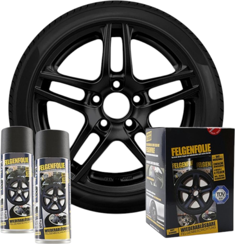 mibenco Felgenfolie-Set 4×400 ml Schwarz Matt – Sprühfolie Produktbild 