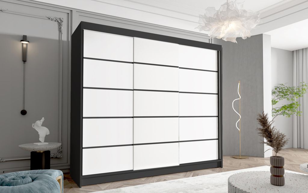 Kleiderschrank Netro VII 250 cm - Groß Schwebetürenschrank, Produktbild 
