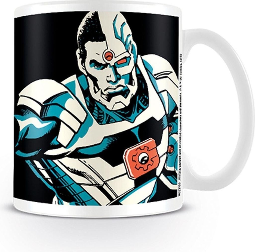 Justice League Tasse mit Cyborg-Motiv NS5030 (Einheitsgröße) (Weiß/Schwarz)