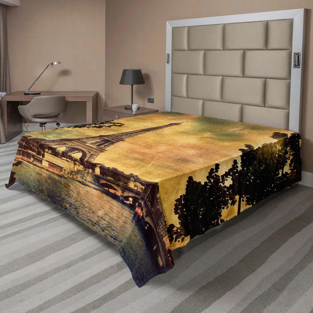 Lenzuolo Piano ABAKUHAUS Torre Eiffel 244x205 Marrone - Stile Dipinto