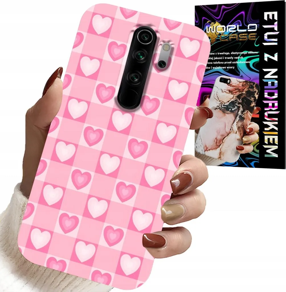 Cover Xiaomi Note 8 Pro Rosa a Scacchi + Pellicola Vetro Protettiva