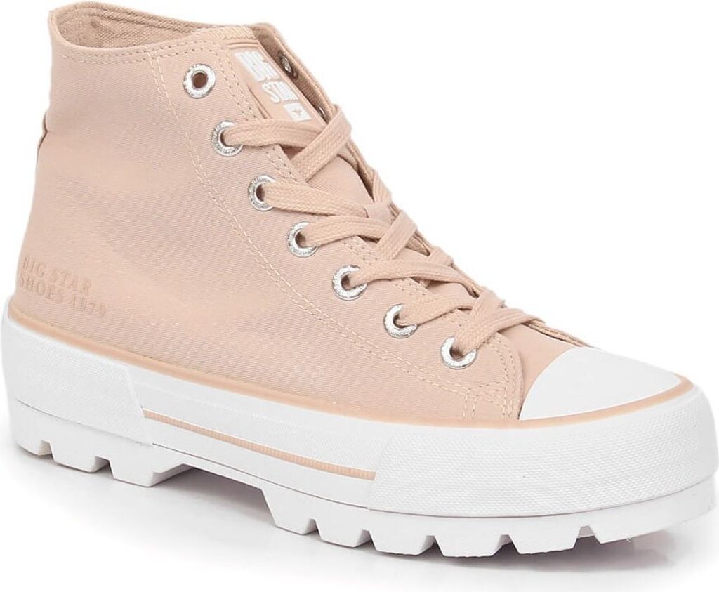 Hoch Plateau-Sneaker aus Stoff Big Star LL274157 Nude 39