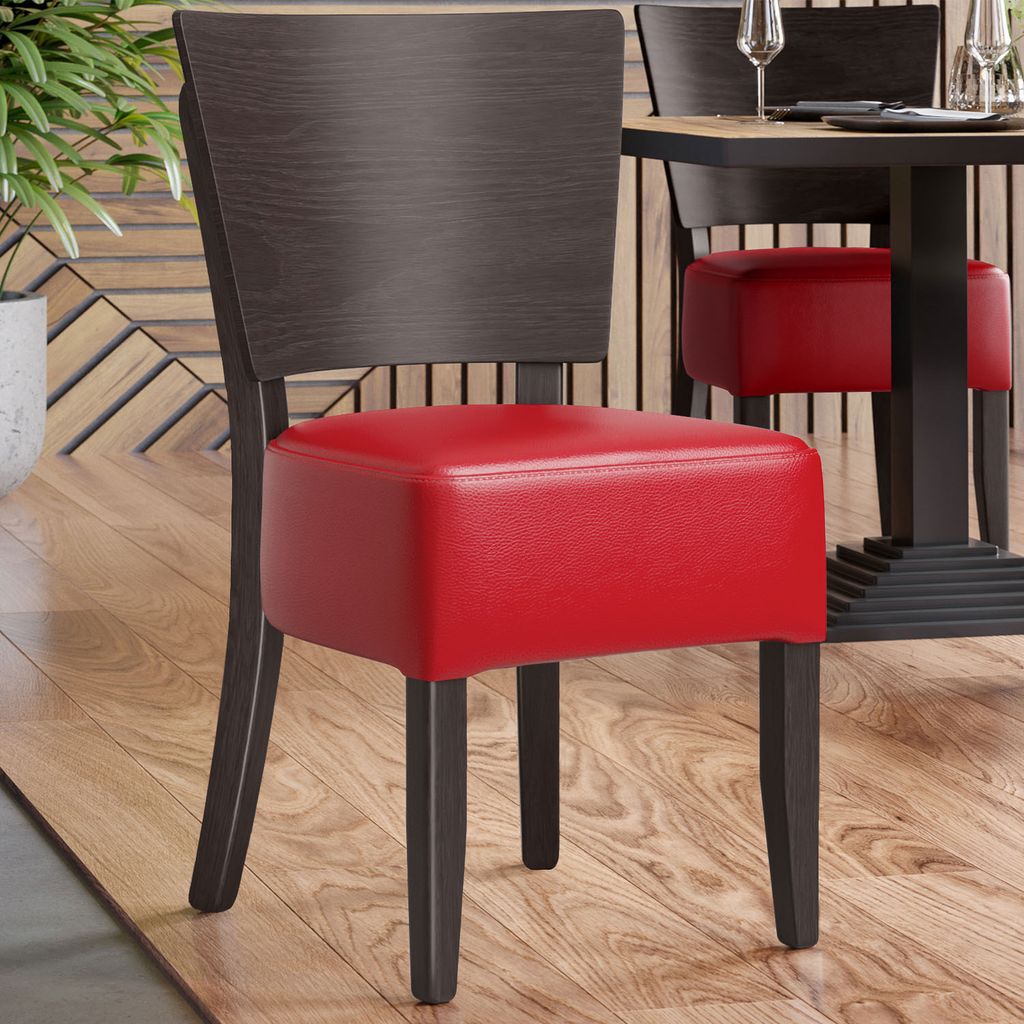 2er-Set PETRO | Bistrostuhl | Rot | Leder | Gastrostühle, Bistro Stuhl
