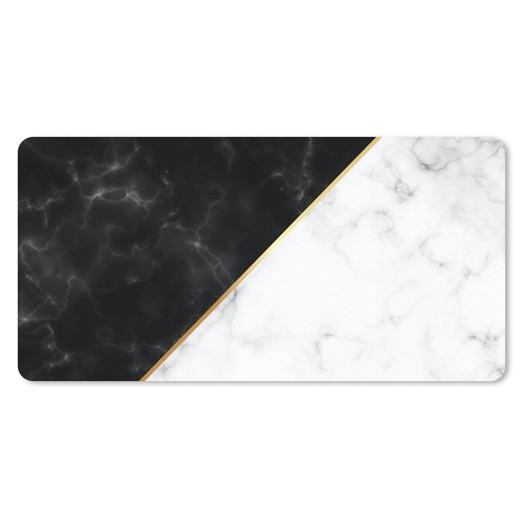 MuchoWow Mauspad Mousepad Marmor - Weiß - Schwarz - Gold 60x30 cm - Mousepads - Maus Mat - Pad - Mausunterlage - Nachhaltig