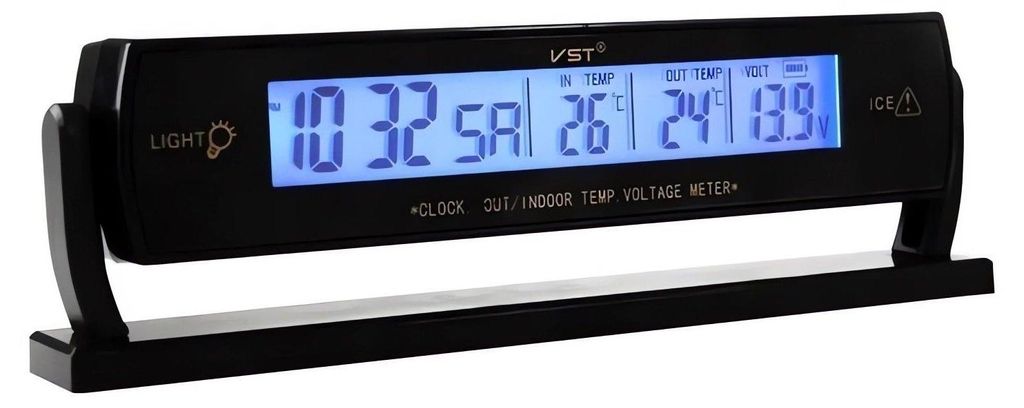 APT AG97B Thermomètre de voiture avec horloge et voltmètre Image du produit 